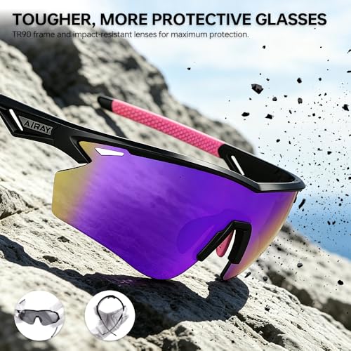 Polarized Running Sunglasses for Men Women Ultra (Elegant Black Pink)