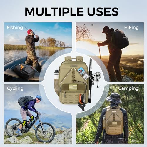 KastMate Fishing Backpack With 2 Rod Holders (C: Khaki)