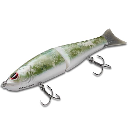 SwimShad Glide Baits Jointed Swimbait Bass Pike Salmon Trout Muskie Fishing Lure (Grunge Camo / 7in/2.2oz)
