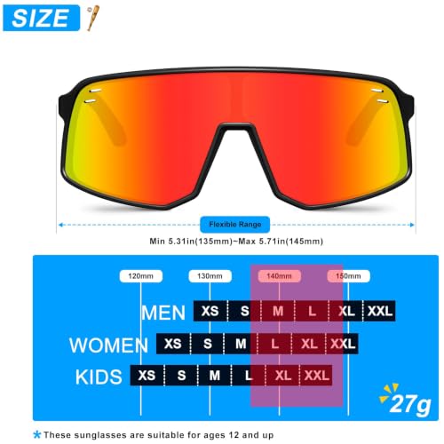 Sunglasses for Men Women (Black &Red Lens)