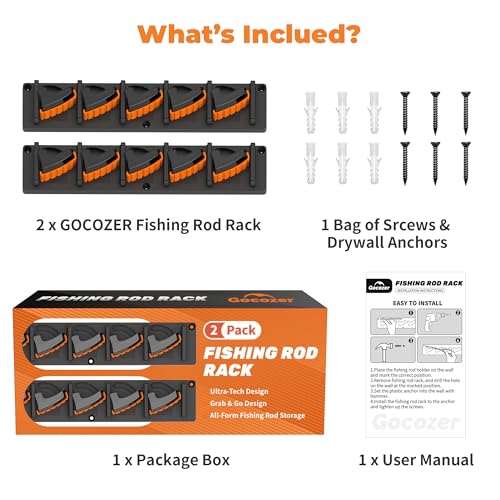 Fishing Rod Holder for Garage Wall