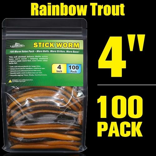Wacky Worms Soft Plastic for Bass Fishing Lures (4-Rainbow Trout / 4")