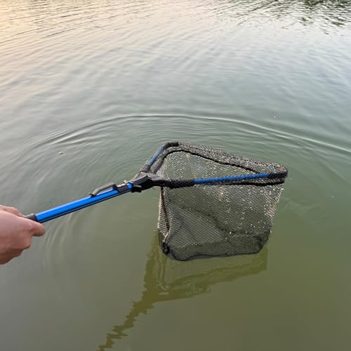 Fishing Net Rubber Coated Foldable & Lightweight Landing Net (Hoop Size: 16''(Blue))