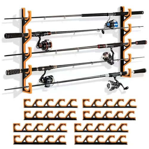Horizontal Fishing Rod Pole Holders for Garage Wall and Ceiling
