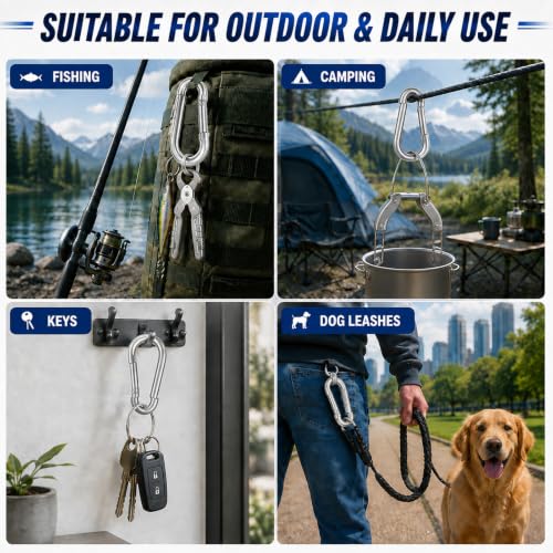 40PCS Carabiner Clips (Silver / 40PCS-M8)
