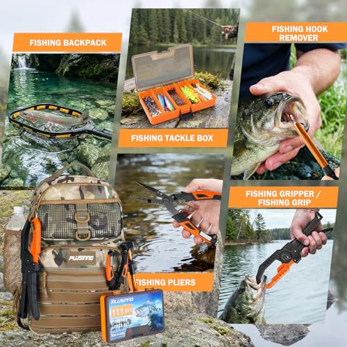 Fishing Backpack with Fishing Gear Fishing Net (Khaki Backpack With Net)