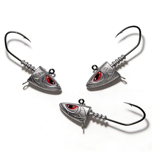 10Pcs Saltwater Jig Heads with 3D Red Eyes (Assorted Sizes - 10Pcs (2Pcs each size))