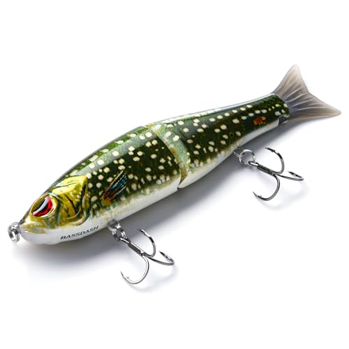 SwimShad Glide Baits Jointed Swimbait Bass Pike Salmon Trout Muskie Fishing Lure (Northern Pike / 7in/2.2oz)