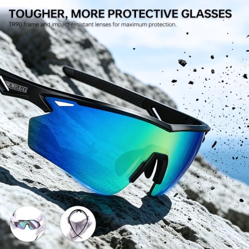 Polarized Running Sunglasses for Men Women Ultra (Elegant Black Green)