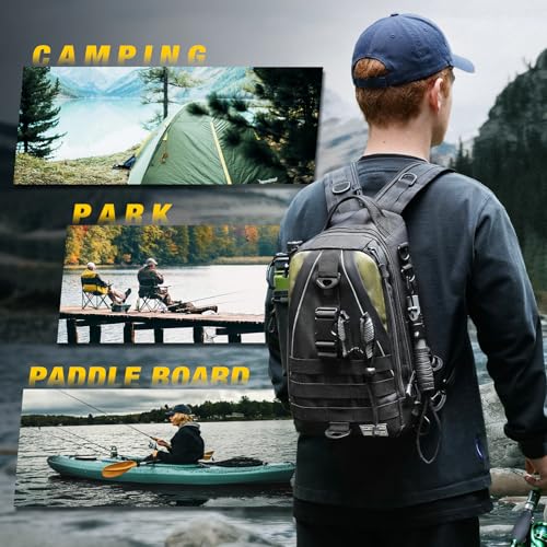 Fishing Backpack with 3600 Tackle Box Fishing Gear Set Tackle Bag (Black Set)