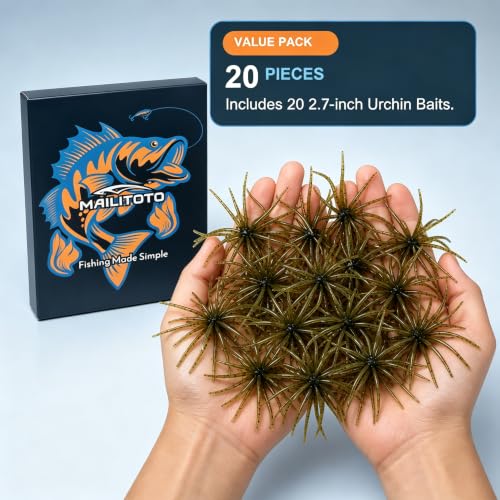Urchin Baits for Bass Fishing (A-Army green and black / 2.7in-20pcs)