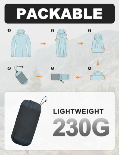 Women's Packable Waterproof Rain Jacket Dark Gray XS (X-Small / Dark Gray)