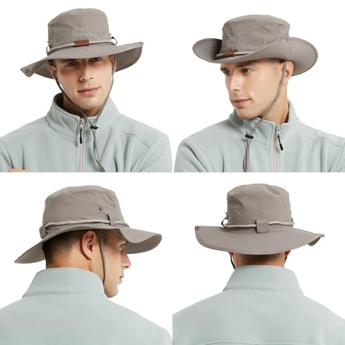 Waterproof Wide Brim Bucket Sun Hat Boonie Hat for Men & Women D Grey (D Grey)
