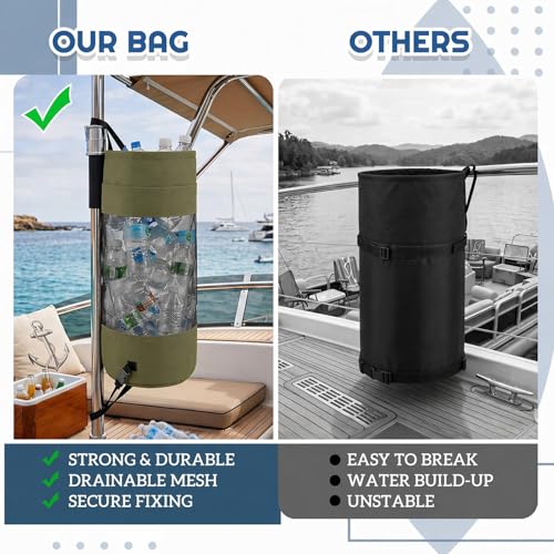 Portable Boat Trash Bag Boat Accessories Container Outdoor Medium Hoop Mesh Trash Bag Reusable Garbage Container Cabin Storage for Men Women Kayak Camper Fishing (Olive Green / Classic Style)