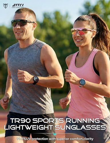 Lightweight Running Sunglasses Women Men Wrap Around UV400 Sports (2026-black Frame-grey Lens /Not Mirrored)