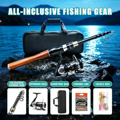 6.9FT Fishing Rod and Reel Combo Kit (WOOD / 6,89FT/2.1M)