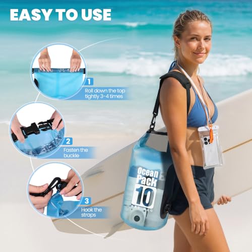 Waterproof Dry Bag Backpack for Kayaking (Orange / 10L)