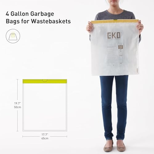 4 Gallon / 10-15 Liter, 80 Count Small Drawstring Trash Bags, Extra-Strong Unscented Garbage Bags, Easy-Dispense Roll for Kitchen & Household Use, Resists Tears, Leaks and Punctures, Code C, White (80 Count (Pack of 1) / 4 Gallon Bags/Code C)