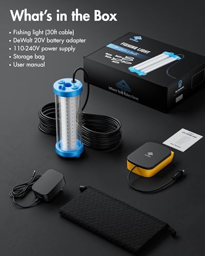 Underwater Fishing Light Compatible with DeWalt 20V Battery