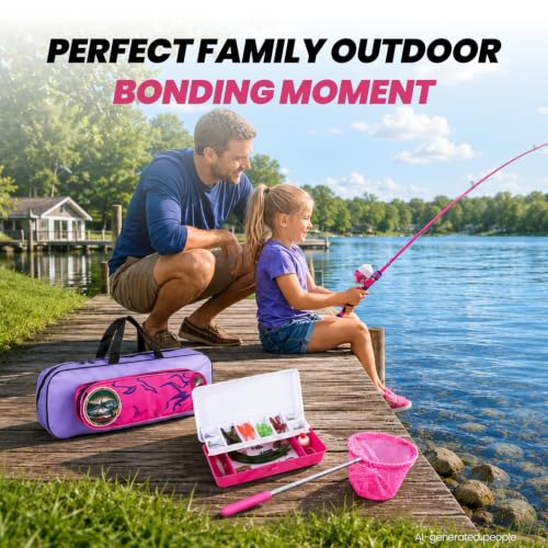 Kids Fishing Pole (Pink / 3.94-ft Set)