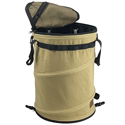 Pop Up Storage Bin Collapsible Trash Can Recycle Container Reusable Utility Bag with Zippered Lid for Camping