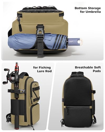 Boys Fishing Sling Bag (Khaki & Black / 14.1 X 8.7 X 5.7 inches)