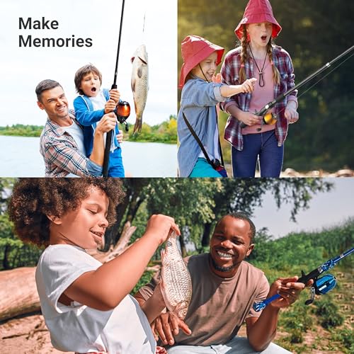 Beginner Kids Fishing Pole & Tackle Box (Black Rod / 1.5m or 4.9 FT)
