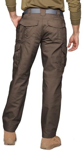 Cargo Pants for Mens Outdoor Light Weight Work Hiking Pants Breathable Stretch Relaxed Fit Comfy Summer Utility Tactical Fishing Pants with Elastic Waistband Brown 34Wx30L (Brown / 34W x 30L)