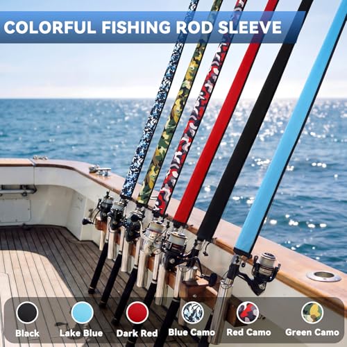 12 Pack Neoprene Fishing Rod Sleeves (65",58" / Solid Color)