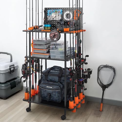 Gear Trolley Mobile Fishing Rod Holder for Garage