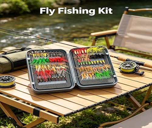 Fly Fishing Flies Nymphs for Fly Fishing Trout Lures with Magnetic Fly Box (100pcs flies kit)