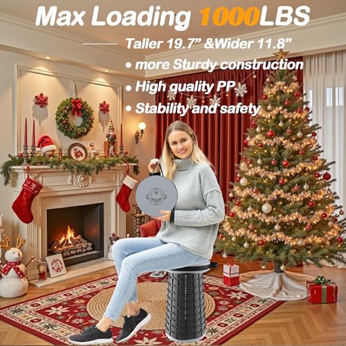 2026 Upgraded XXL 19.7" Collapsible Stool with Cushion (Grey-xxl / XX-Large)