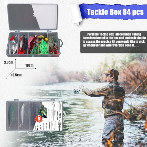 Fishing Gear FishingLures Tackle Box 84PCS Bass Kit Animated Lure (84pcs)