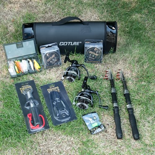 2 Pack Fishing Rod and Reel Combo with Carrier Bag (B1 / 7.5 FT)