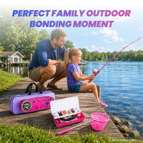 Kids Fishing Pole (Blue & Pink / 3.94-ft Set)