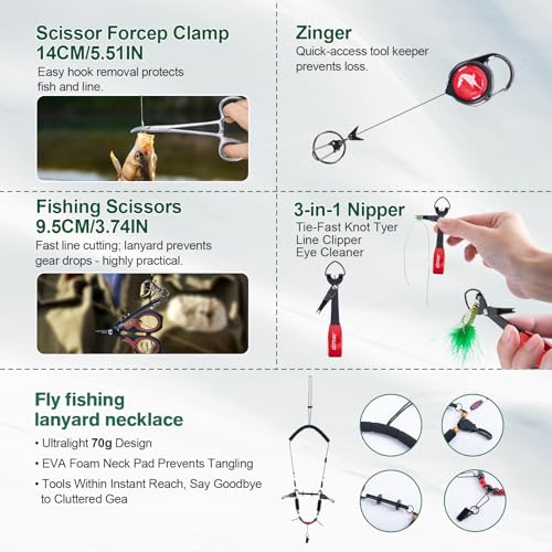 Waterproof Fishing Waist Pack & Lanyard (D3:Fly Fishing Bag with Knot Tying Tools)