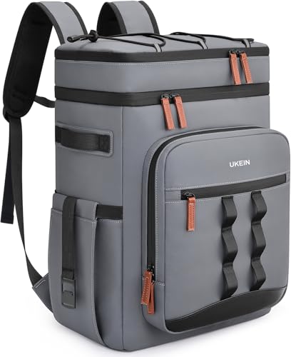 Backpack Cooler Insulated Leakproof 50Cans Lunch Ice Chest Bag Double Deck (Gray)
