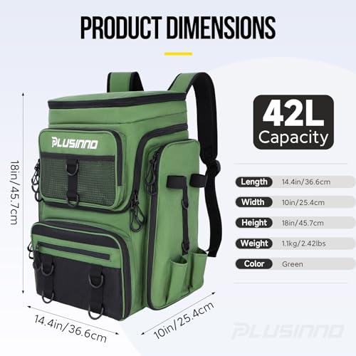 Fishing Backpack with Rod Holders 4 Tackle Boxes (Green)