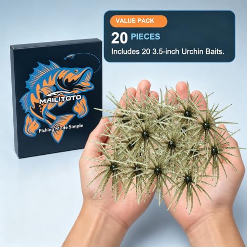 Urchin Baits for Bass Fishing (B-Pumpkin green / 3.5in-20pcs)