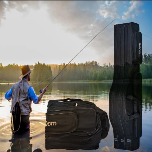 Fishing Bag 3 Layers Fishing Pole Bag (Black / 150cm/59")