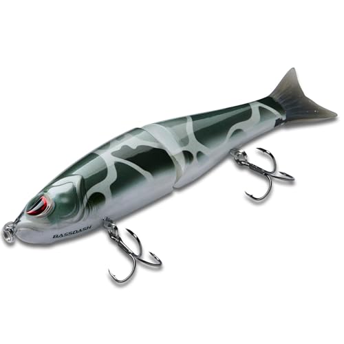SwimShad Glide Baits Jointed Swimbait Bass Pike Salmon Trout Muskie Fishing Lure (Black Color Block Camo / 4.5in/0.65oz)