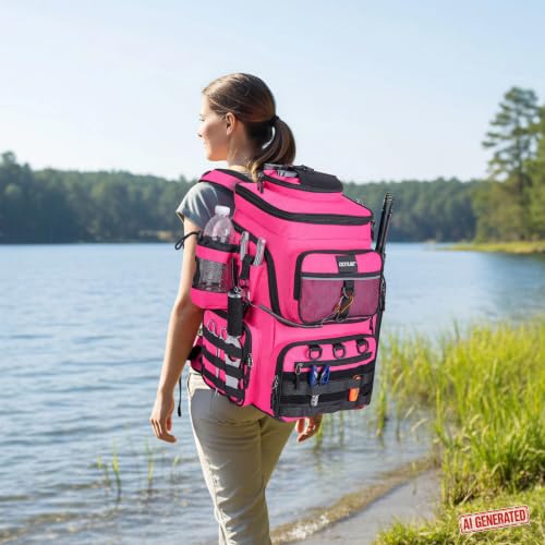 Fishing Backpack with Cooler (A2:pink(without Tackle Boxes))