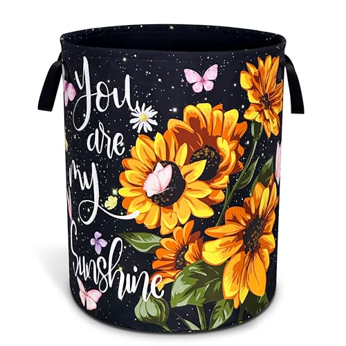 Night Sun Stars Moon Laundry Basket Foldable Oxford Cloth 18.9 x 16.5 Inch