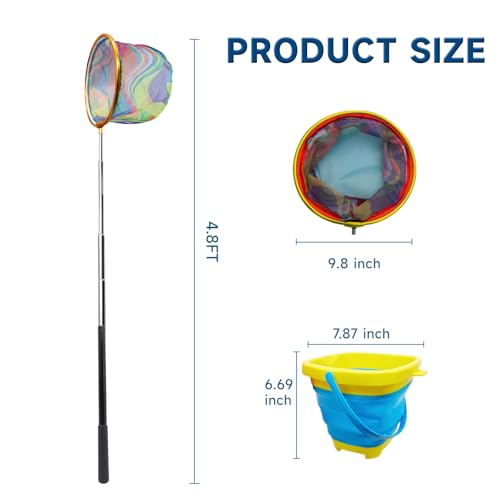 2PCS Fishing Net with Bucket (Red + Yellow)