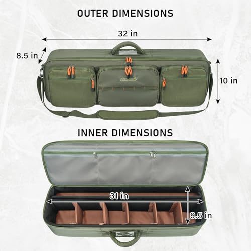 Fishing Travel Storage Bag with Fly Rod and Reel Starter Kit (#5/6-Gold Reel(Rod Case))