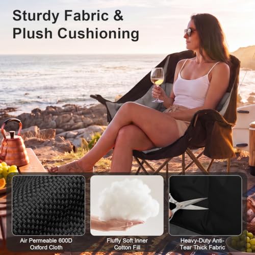 Heavy Duty Padded Camping Chair for Adults (Blackgrey / 4 Pack)