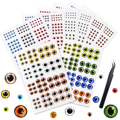 3D 4D 5D Fishing Lure Eyes Assortment with 1 Piece Tweezer for Making Fish Bait Fly Tying Streamers Crafts DIY Accessory