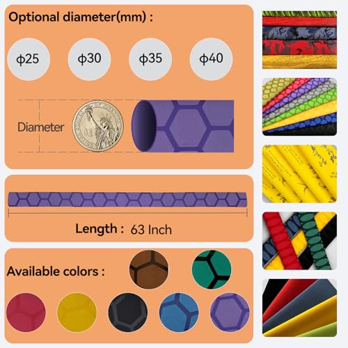 Hex Pattern Fishing Rod Heat Shrink for Pool Cue (35mm dia. x 5.25 ft long / Purple)