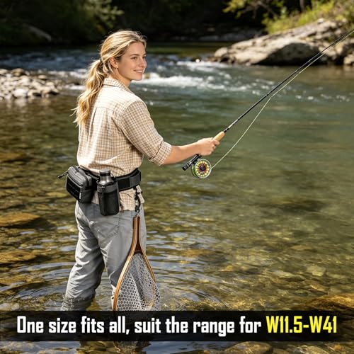 Fishing Wading Belt with Rod Holder & Waist Pack (Grey)