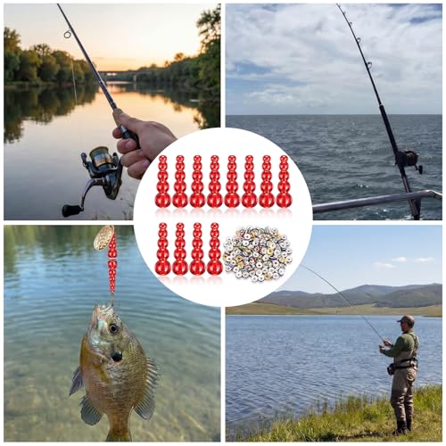 160 Pcs Fishing Beads 12 Pcs Stacked Fishing Beads (Red)